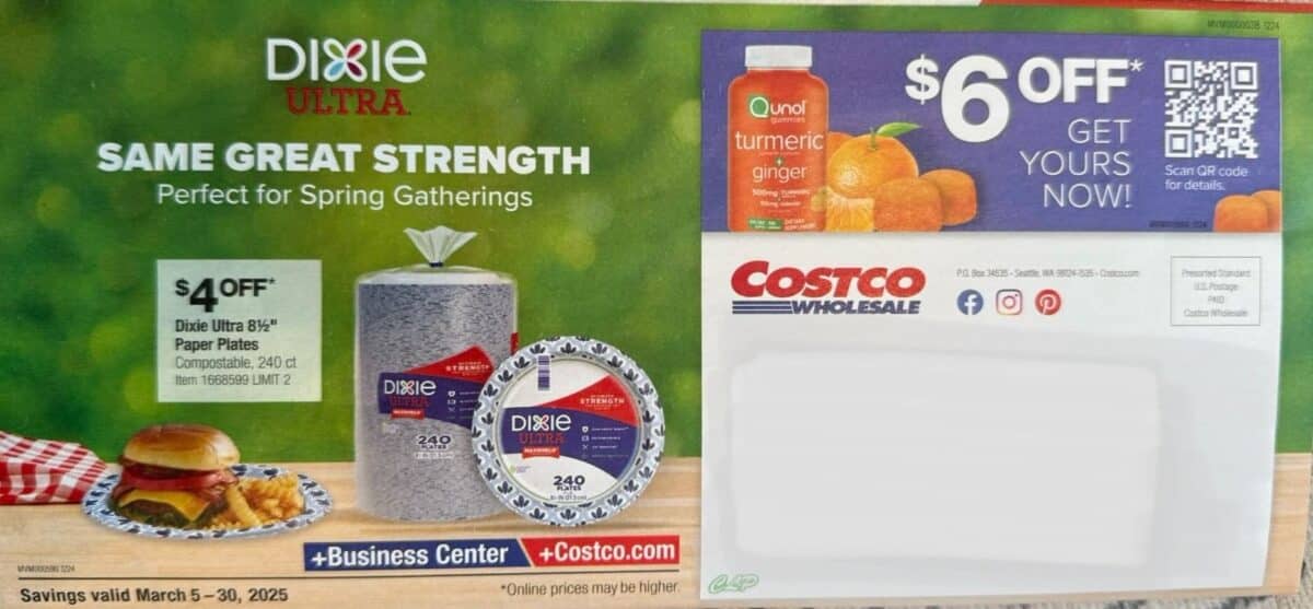 Ad scan of the Costco Coupon Book for March 2025 from Slickdeals.net