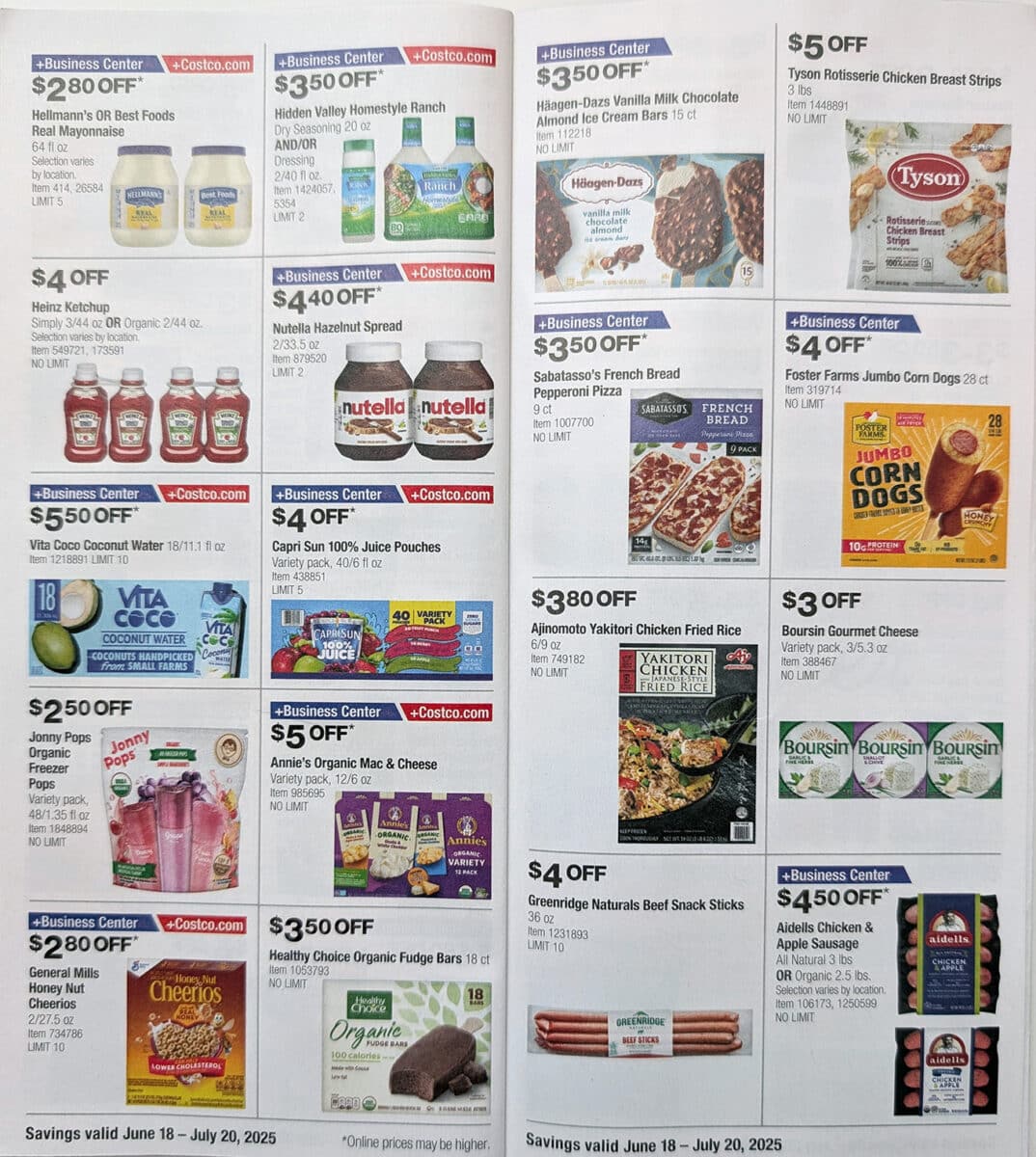 ad scan of the Costco Coupon Book for June and July, created by Slickdeals