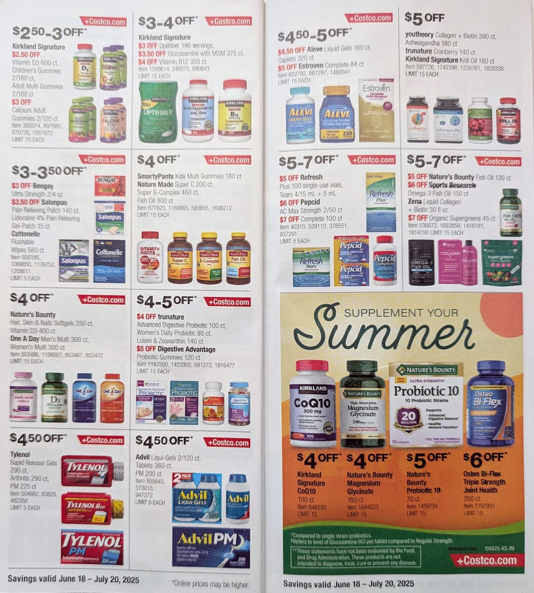 ad scan of the Costco Coupon Book for June and July, created by Slickdeals