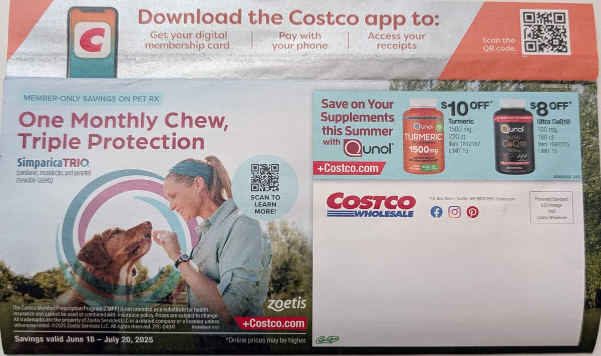 ad scan of the Costco Coupon Book for June and July, created by Slickdeals