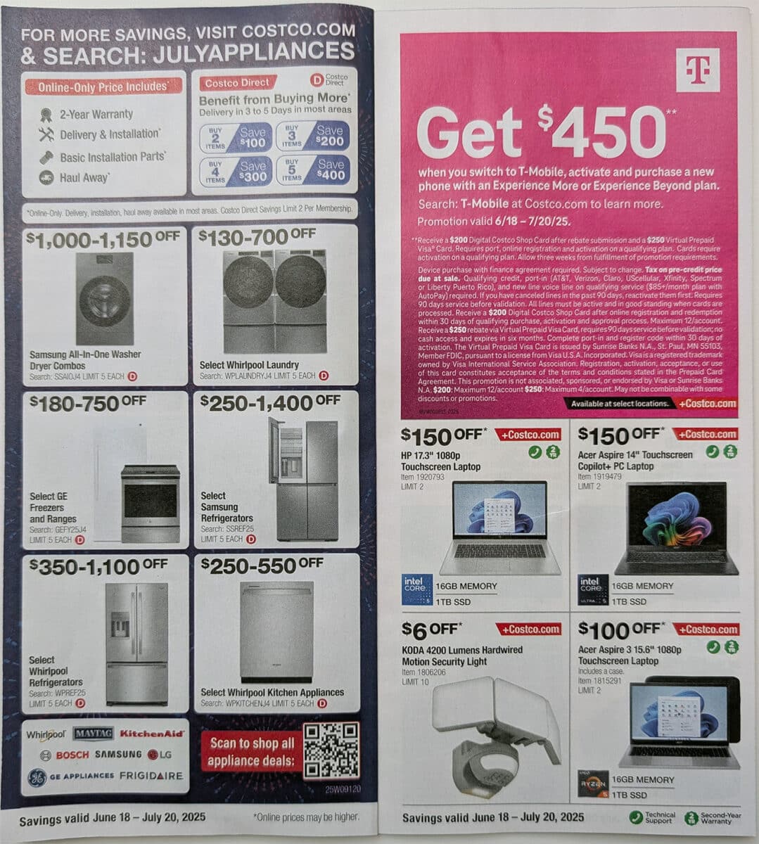 ad scan of the Costco Coupon Book for June and July, created by Slickdeals