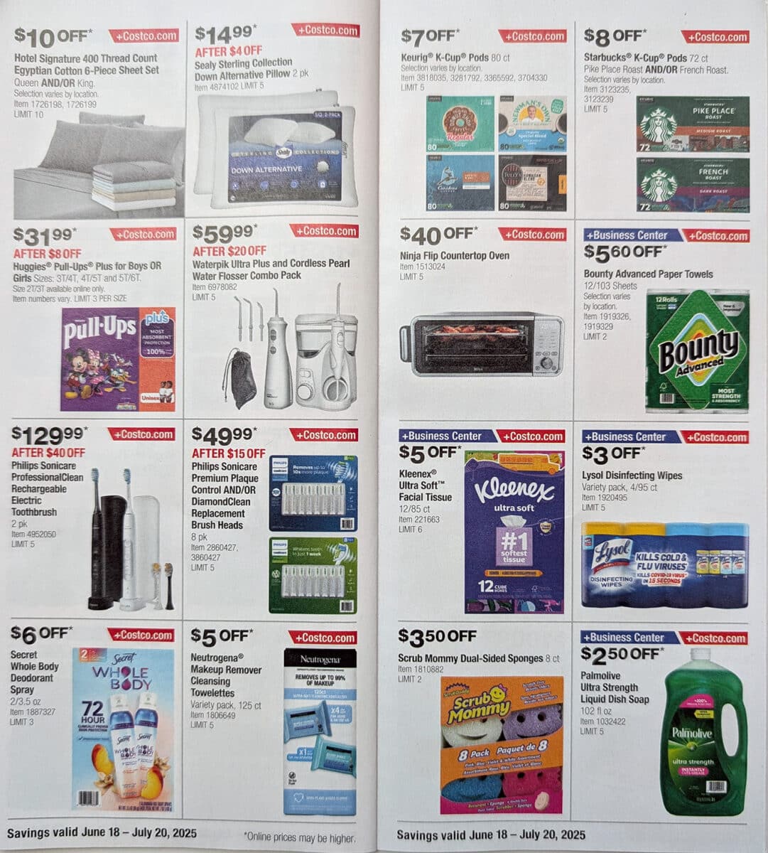ad scan of the Costco Coupon Book for June and July, created by Slickdeals