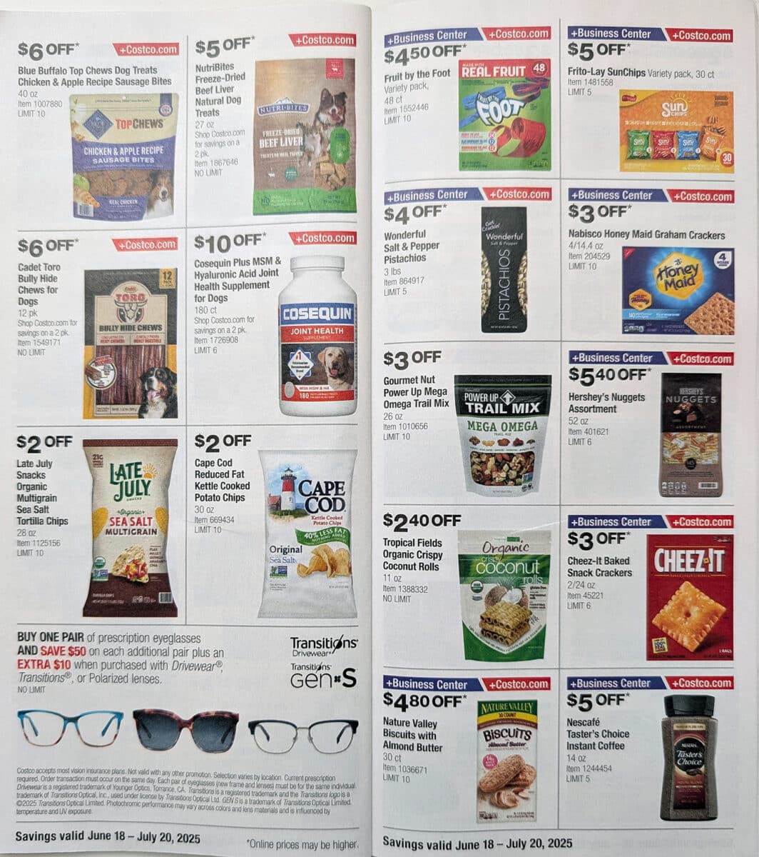 ad scan of the Costco Coupon Book for June and July, created by Slickdeals