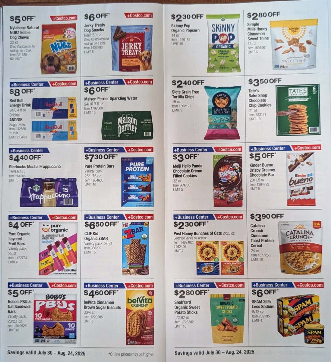 ad scan of the costco coupon book from Slickdeals August 2025