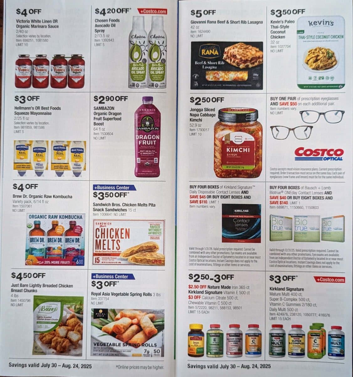 ad scan of the costco coupon book from Slickdeals August 2025