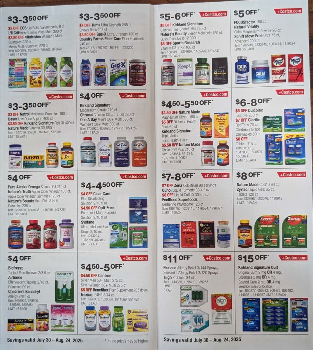 ad scan of the costco coupon book from Slickdeals August 2025