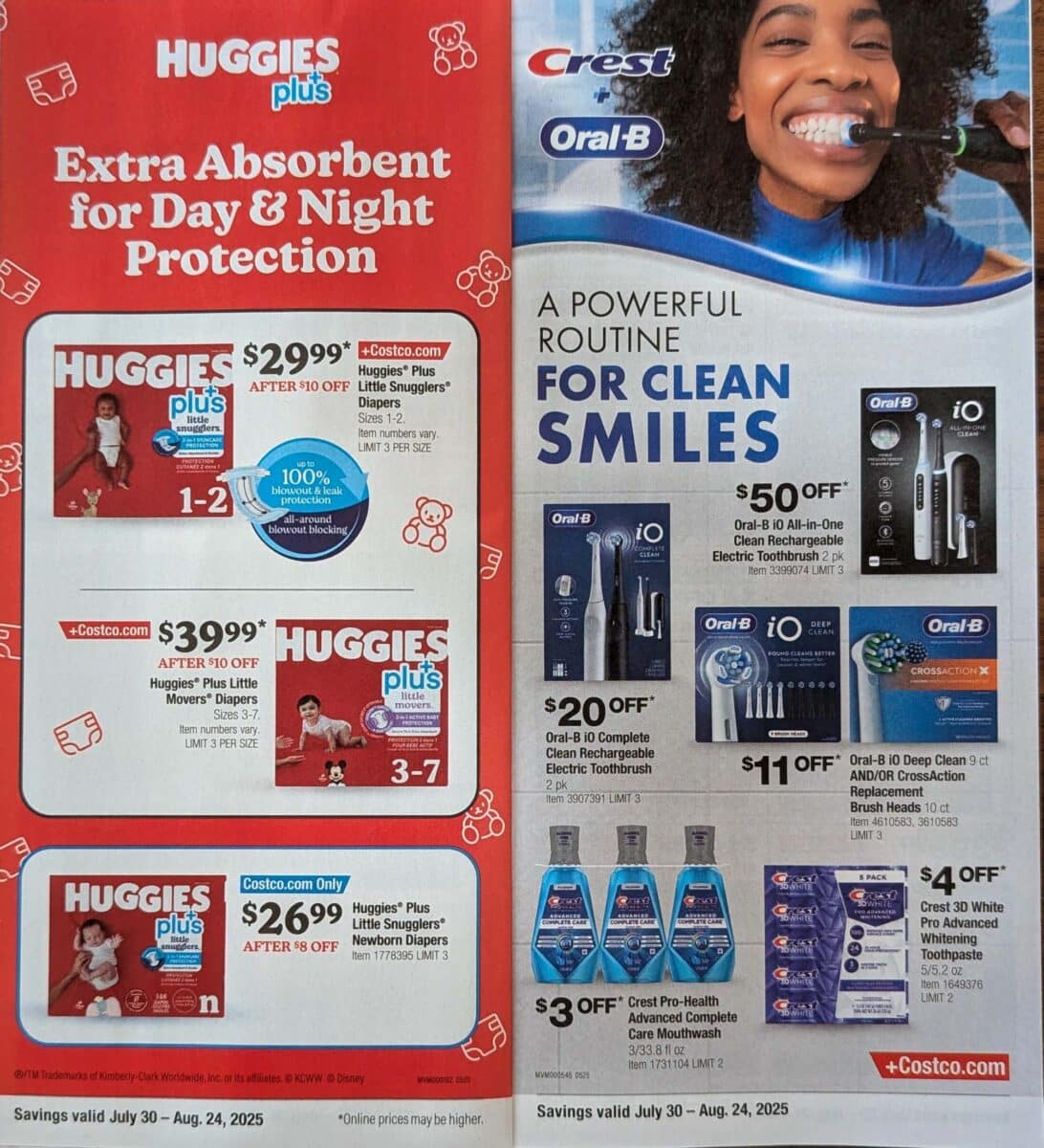ad scan of the costco coupon book from Slickdeals August 2025