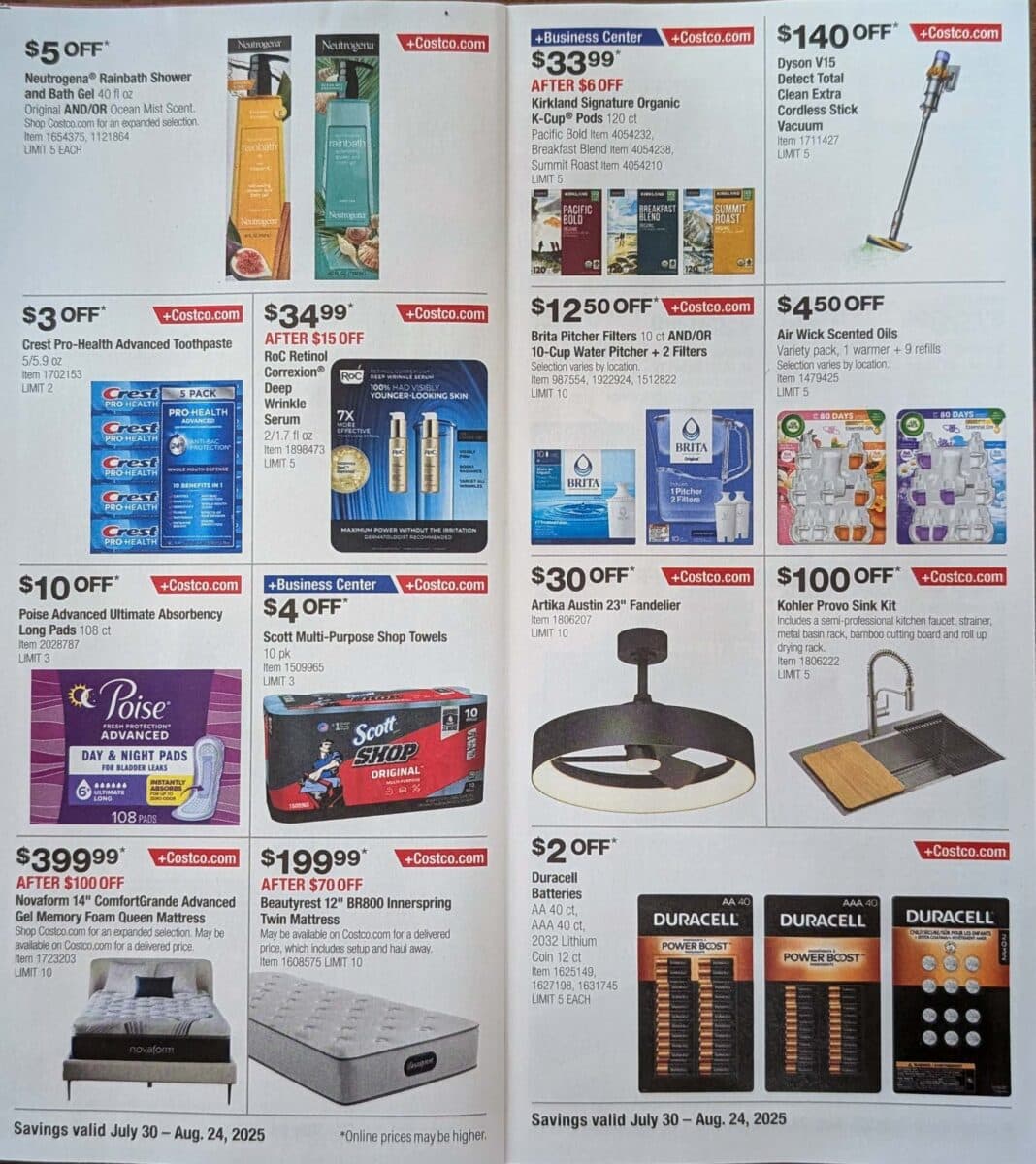 ad scan of the costco coupon book from Slickdeals August 2025