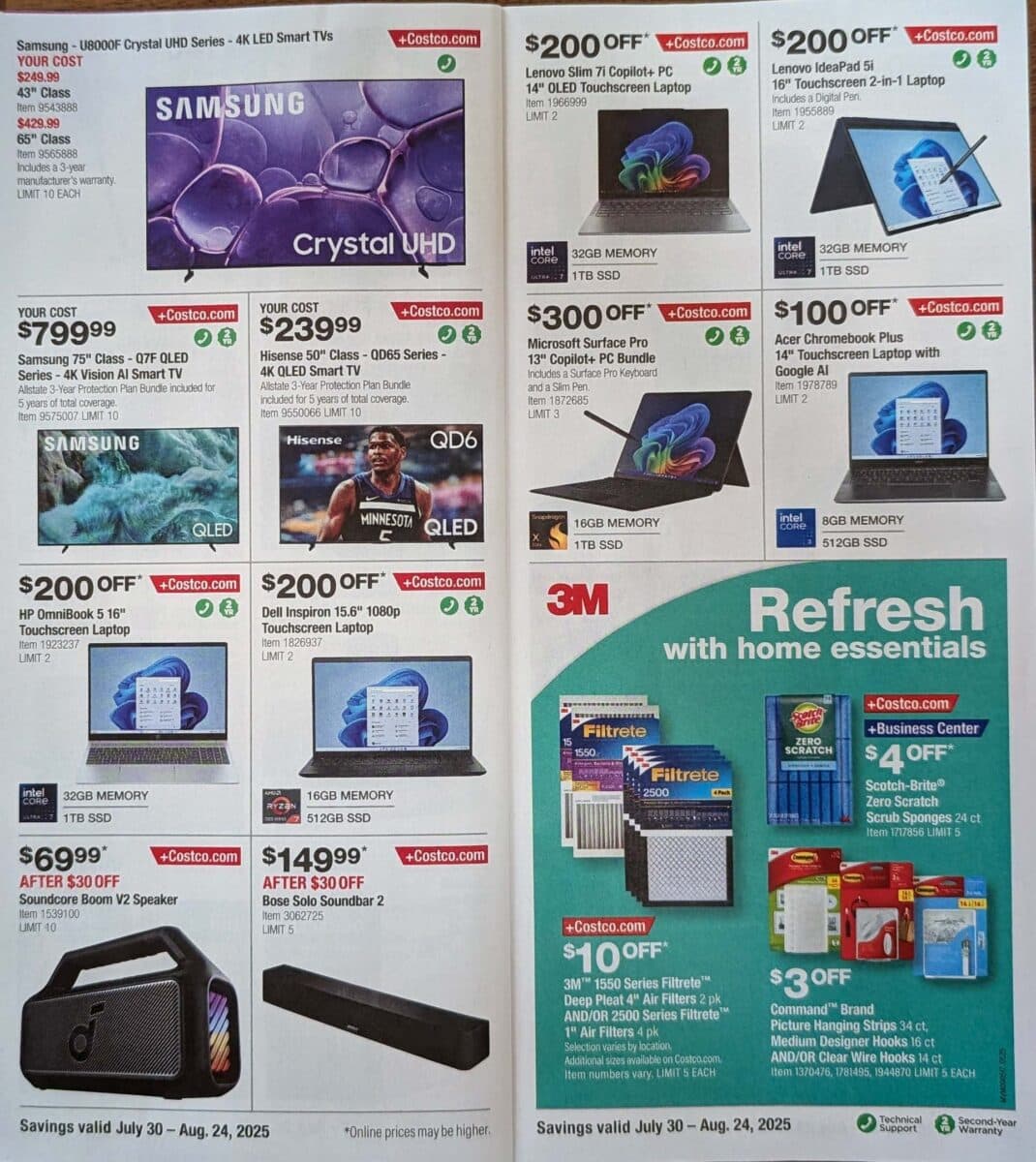 ad scan of the costco coupon book from Slickdeals August 2025