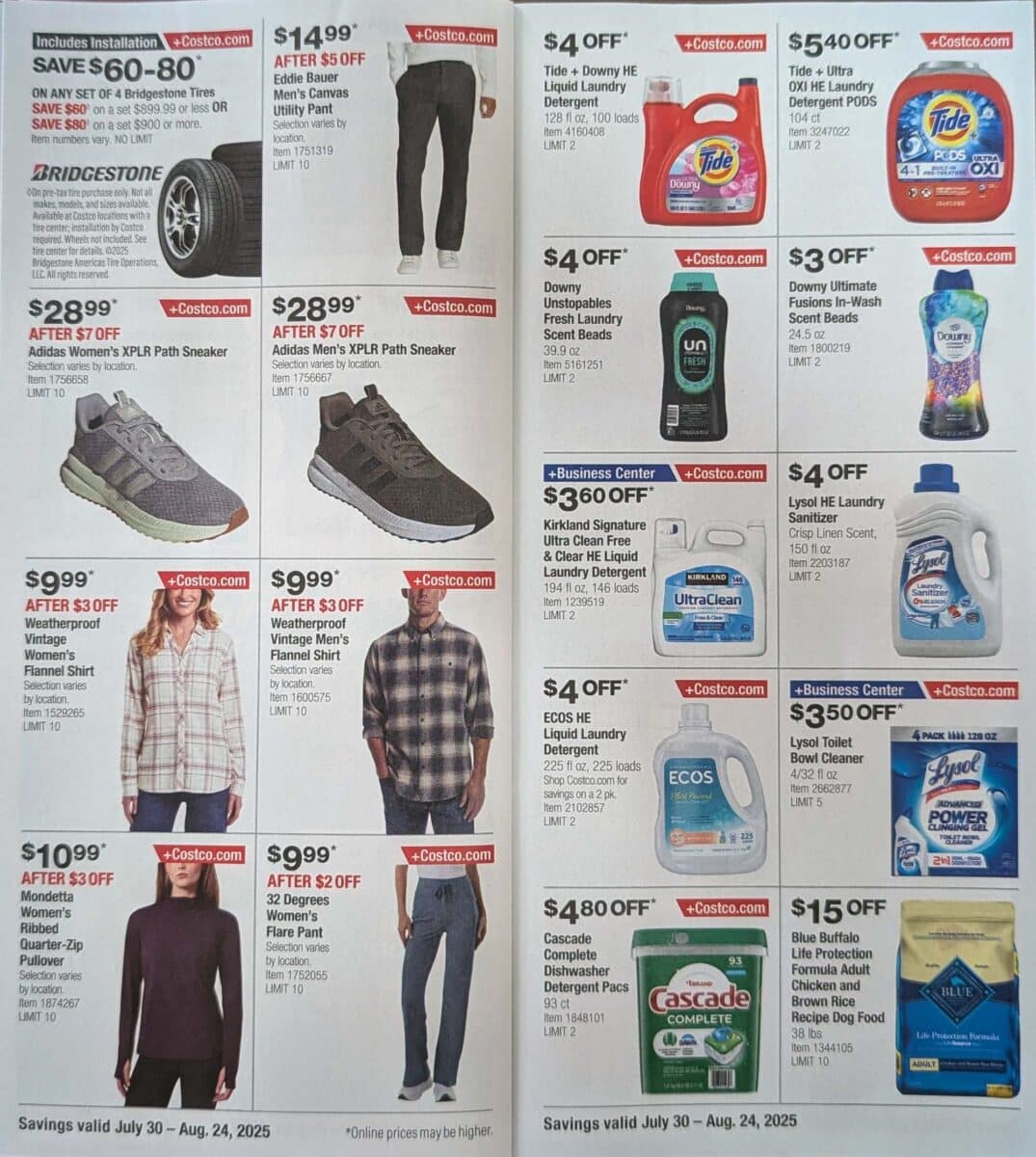 ad scan of the costco coupon book from Slickdeals August 2025