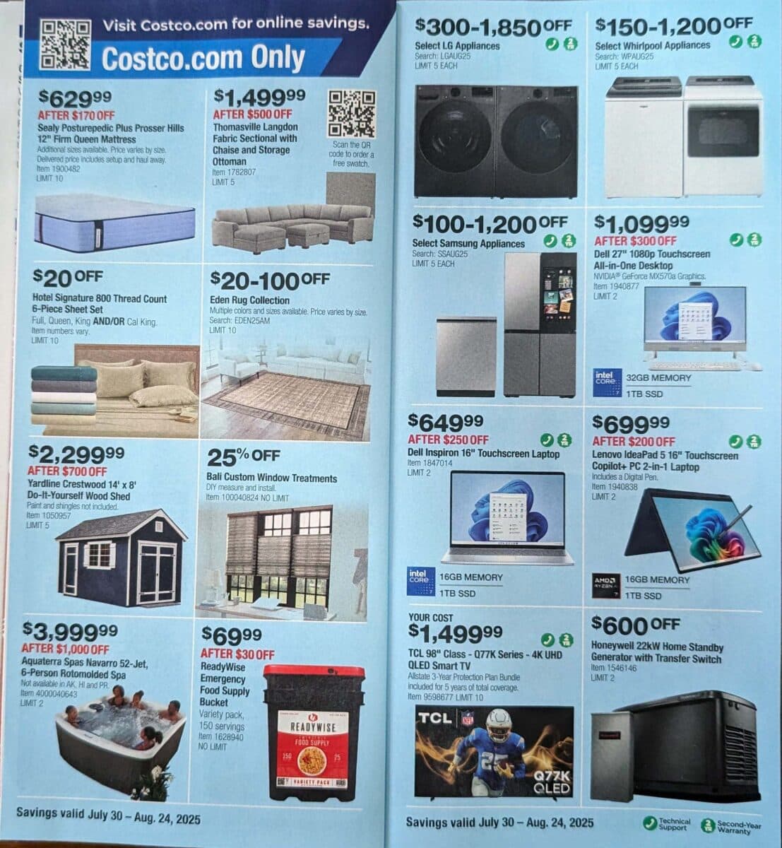 ad scan of the costco coupon book from Slickdeals August 2025