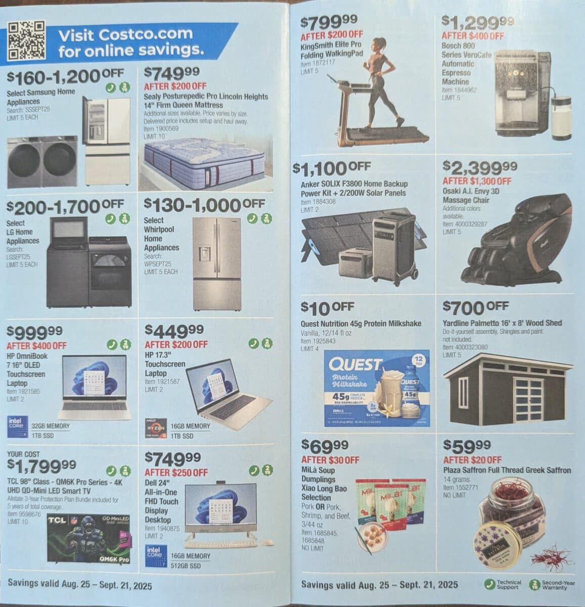ad scan of the costco coupon book september 2025 from Slickdeals