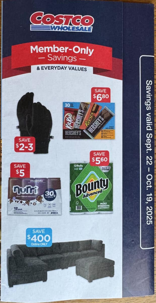 ad scan of the costco coupon book october 2025 from Slickdeals page 1