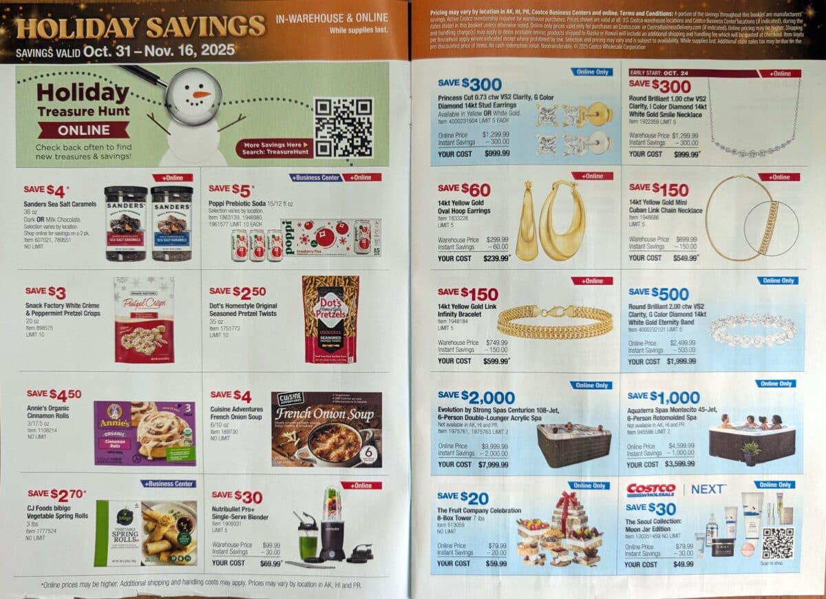 Ad leak scan of the Costco Holiday Savings Coupon Book for Black Friday 2025 from Slickdeals