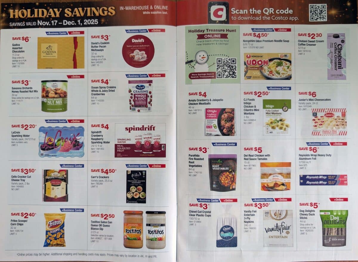 Ad leak scan of the Costco Holiday Savings Coupon Book for Black Friday 2025 from Slickdeals
