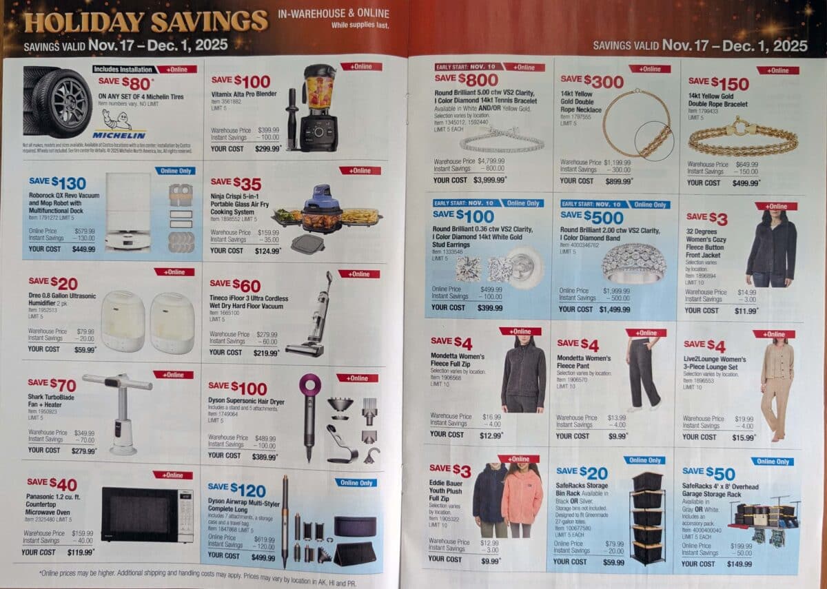 Ad leak scan of the Costco Holiday Savings Coupon Book for Black Friday 2025 from Slickdeals