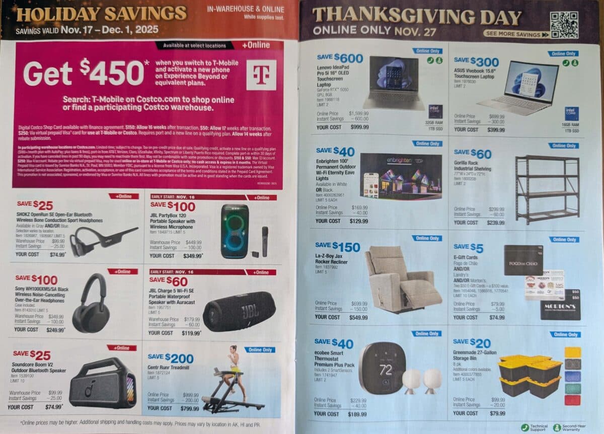 Ad leak scan of the Costco Holiday Savings Coupon Book for Black Friday 2025 from Slickdeals