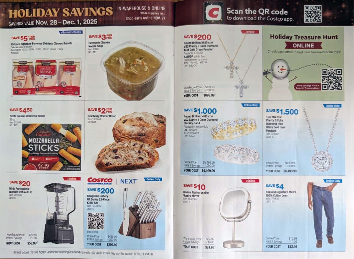 Ad leak scan of the Costco Holiday Savings Coupon Book for Black Friday 2025 from Slickdeals