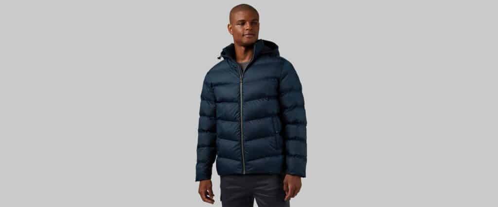 Man wearing blue puffer jacket