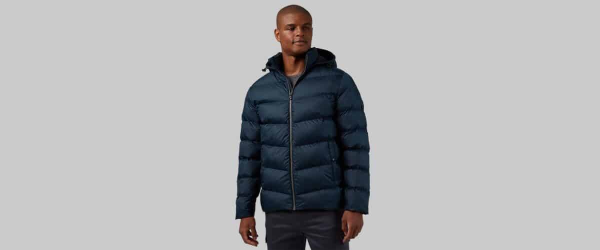 Man wearing blue puffer jacket