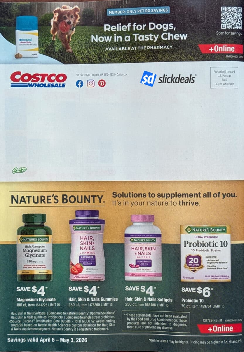 costco coupon book ad scan for april 2026 from slickdeals