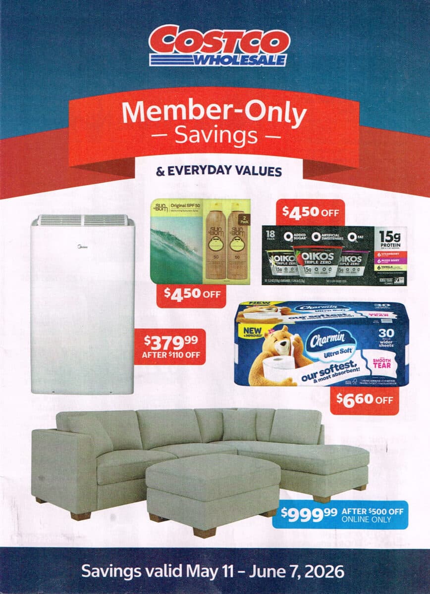 Ad Scan of the May 2026 Costco Coupon Book from Slickdeals.net