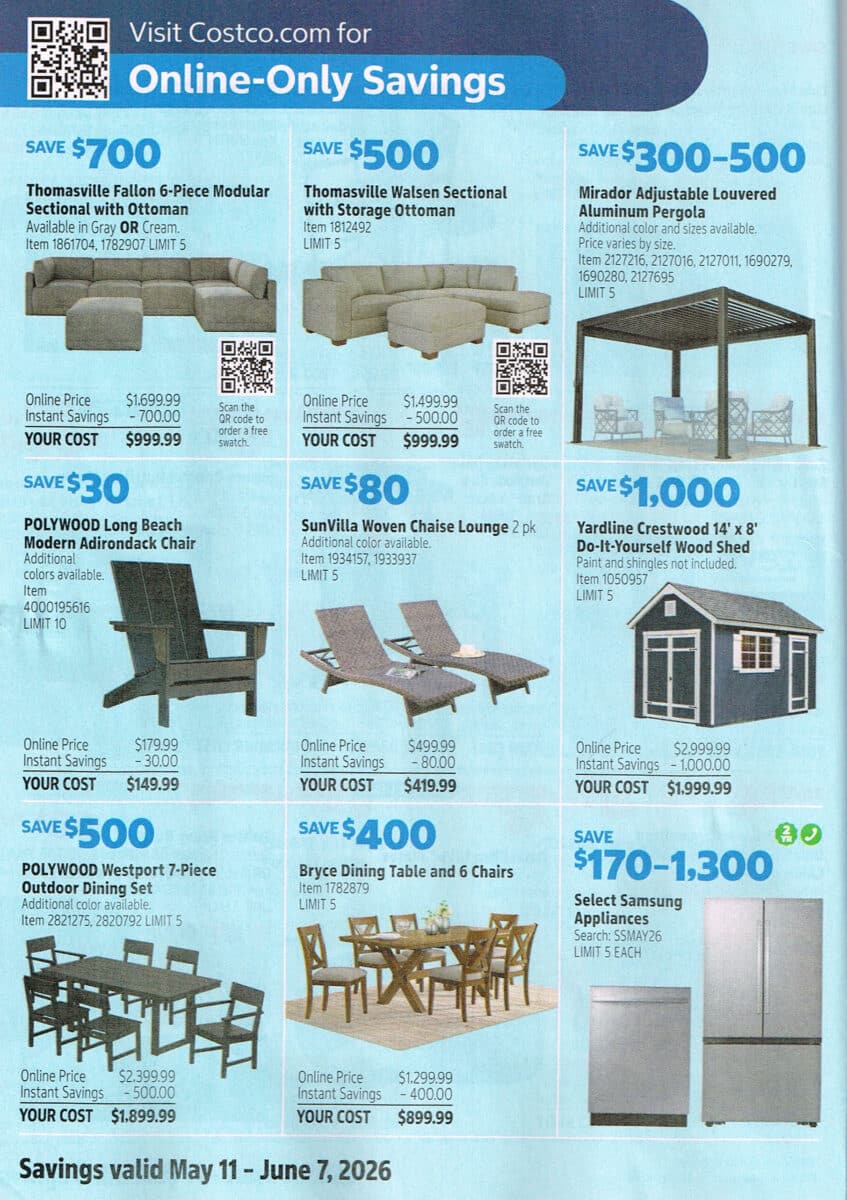 Ad Scan of the May 2026 Costco Coupon Book from Slickdeals.net
