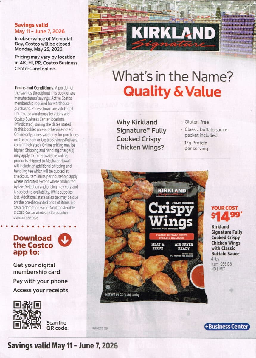 Ad Scan of the May 2026 Costco Coupon Book from Slickdeals.net