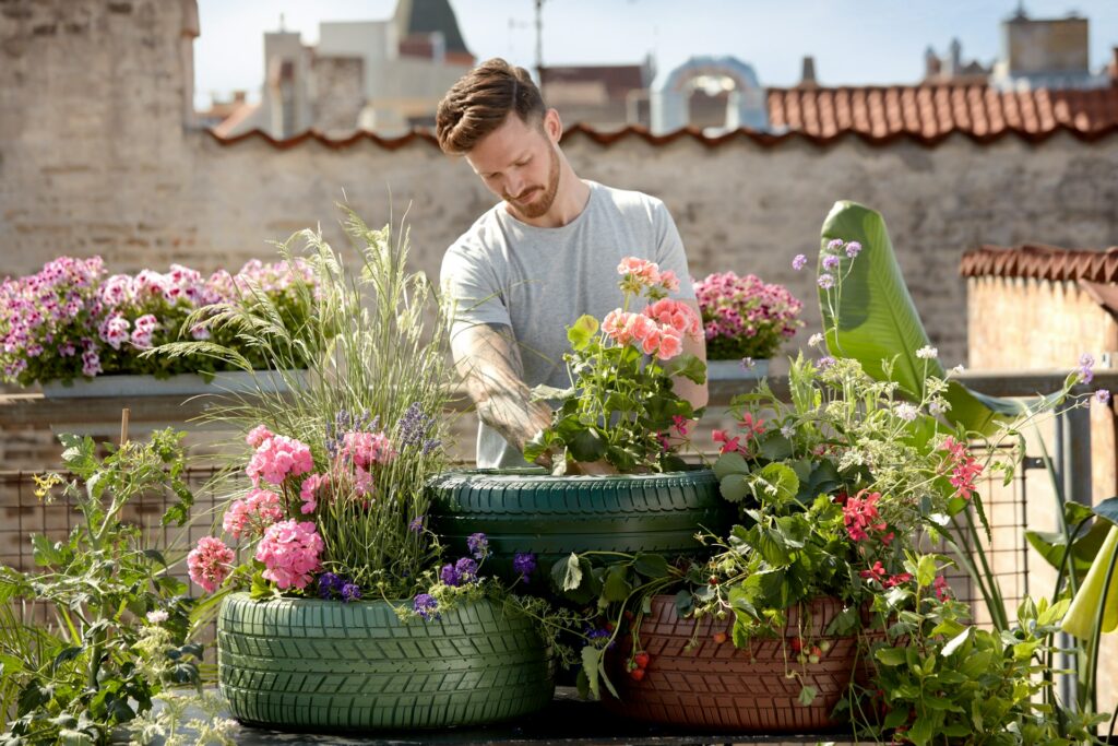 Man garding on a balcony