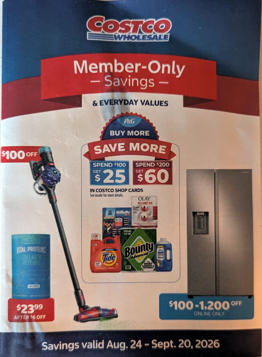 ad scan of the costco coupon book for august september 2026 from slickdeals.net