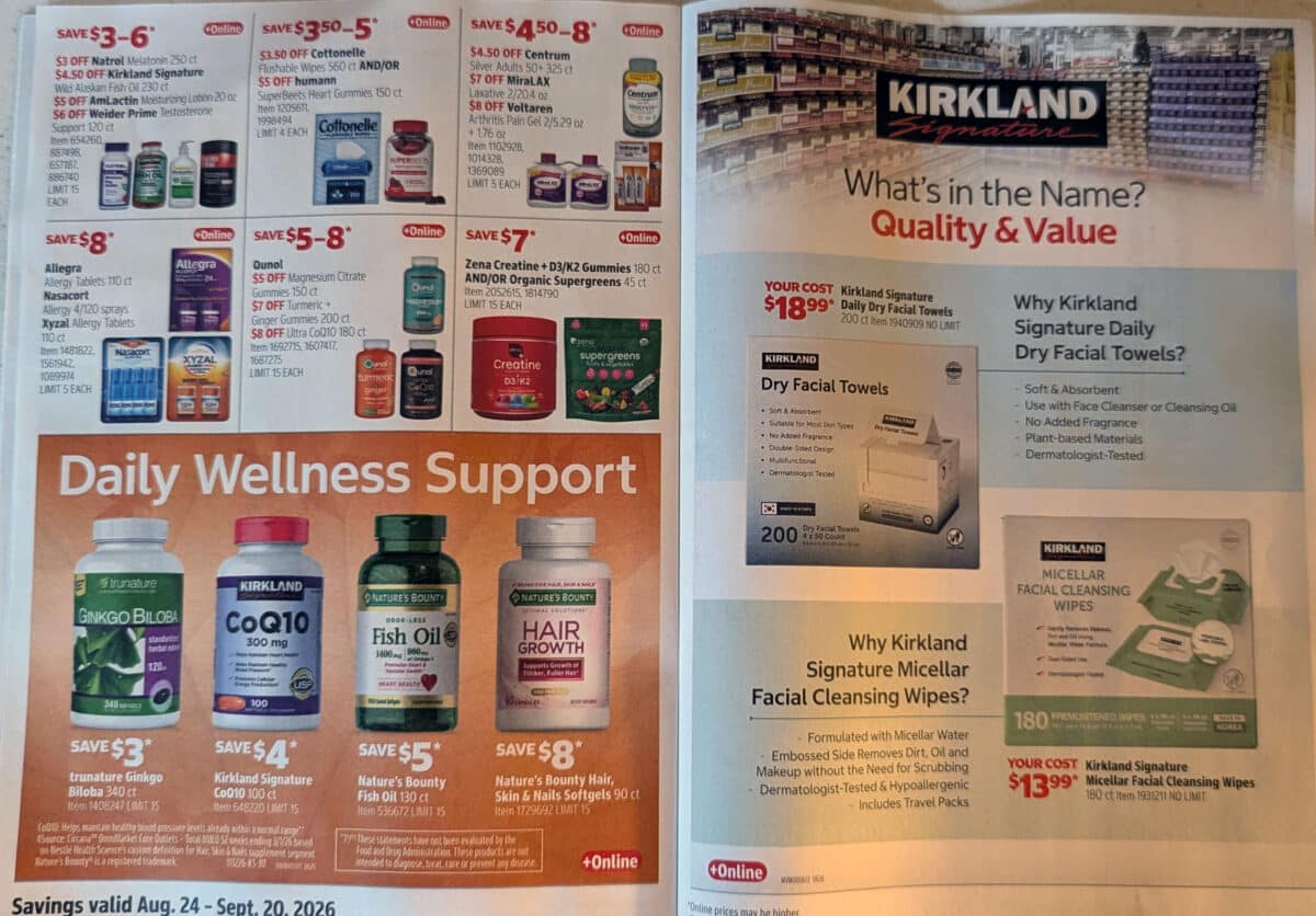 ad scan of the costco coupon book for august september 2026 from slickdeals.net