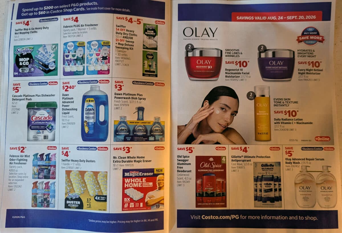 ad scan of the costco coupon book for august september 2026 from slickdeals.net