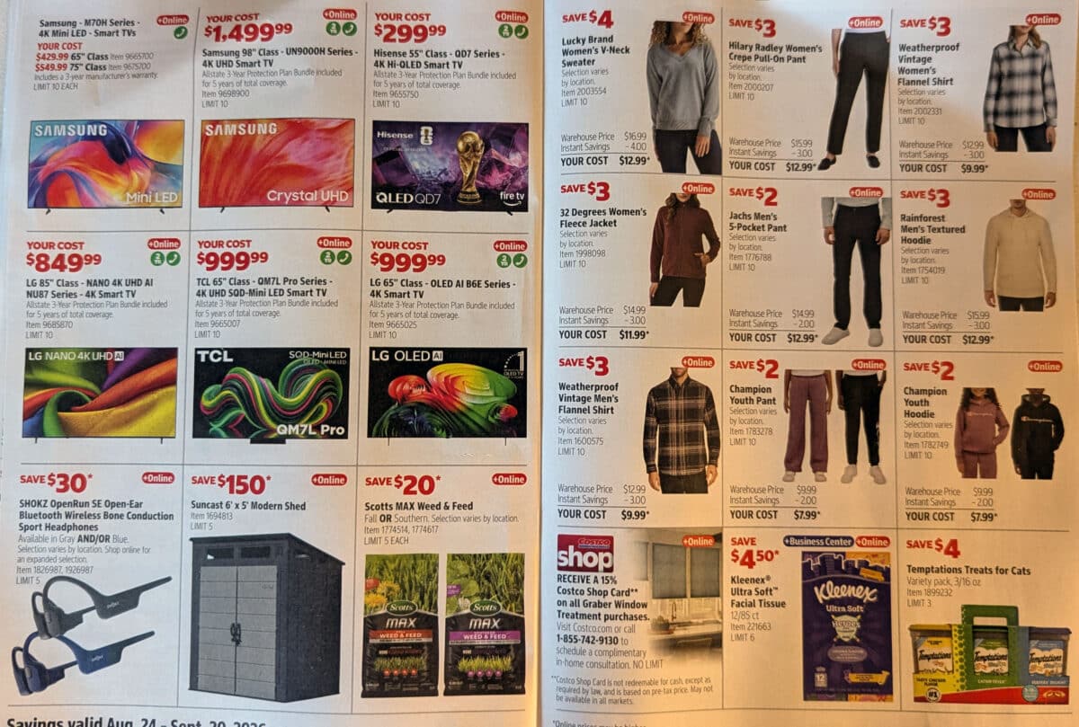 ad scan of the costco coupon book for august september 2026 from slickdeals.net