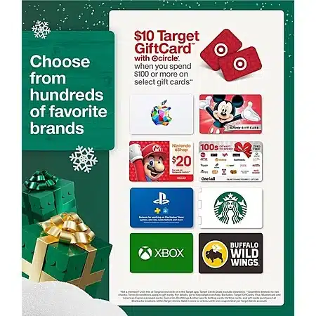 Target ad scan page showing gift card deals