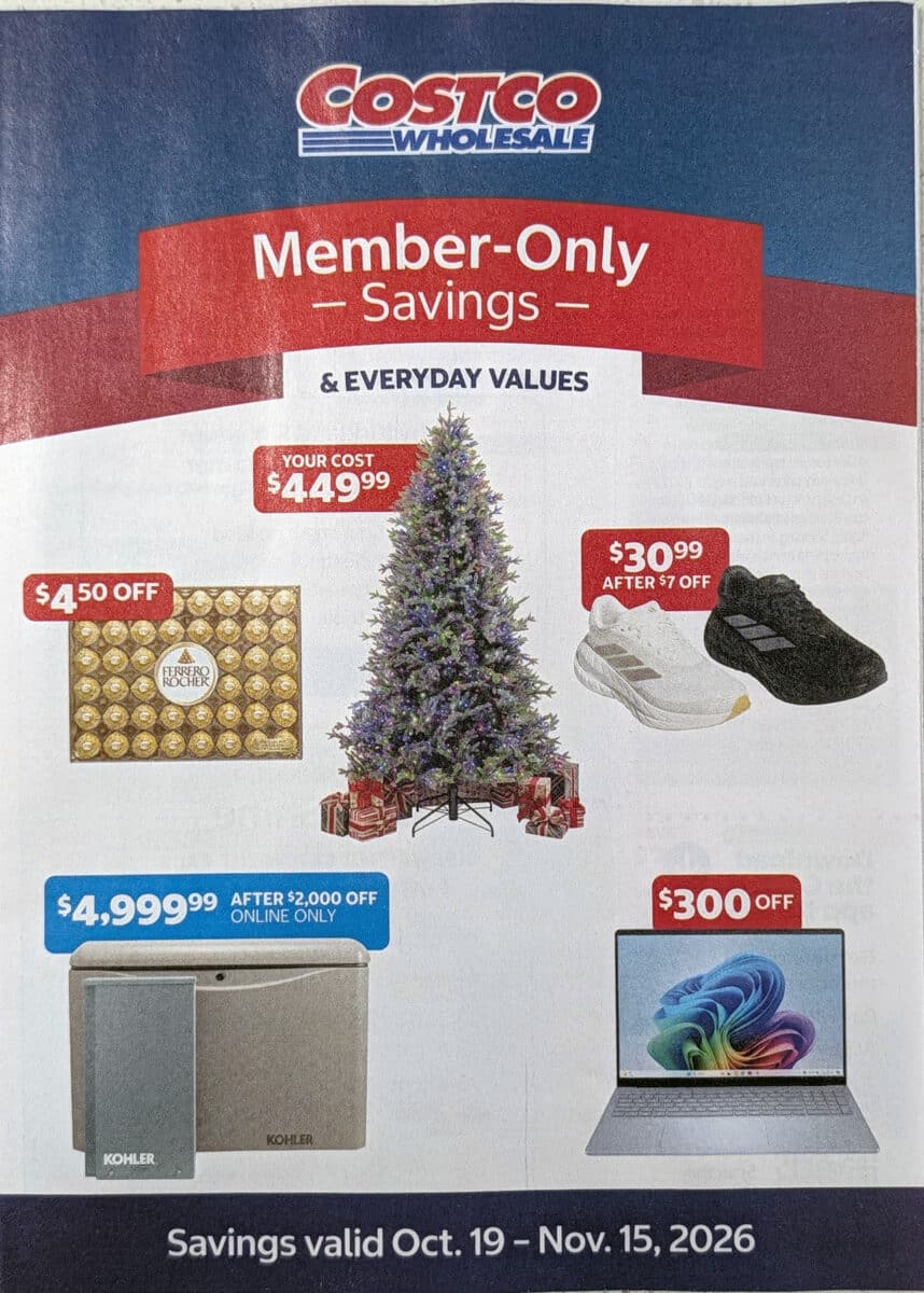Ad scan of the costco coupon book for October and November 2026 from Slickdeals.net
